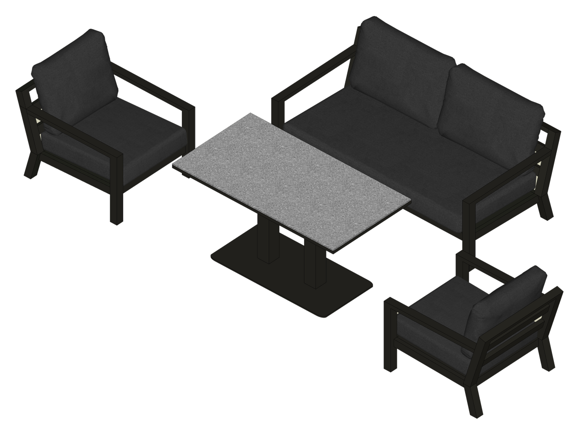 LIFE Loungesofa Set TIMBER lava  inkl. All Weather Polster in Carbon