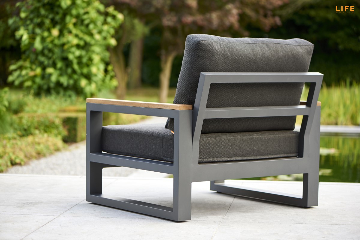 LIFE Loungeecke Set SOHO lava / Teak  inkl. All Weather Polster in Carbon